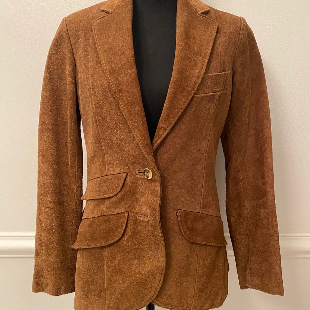 Vintage 70s suede leather tan jacket